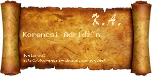 Korencsi Adrián névjegykártya